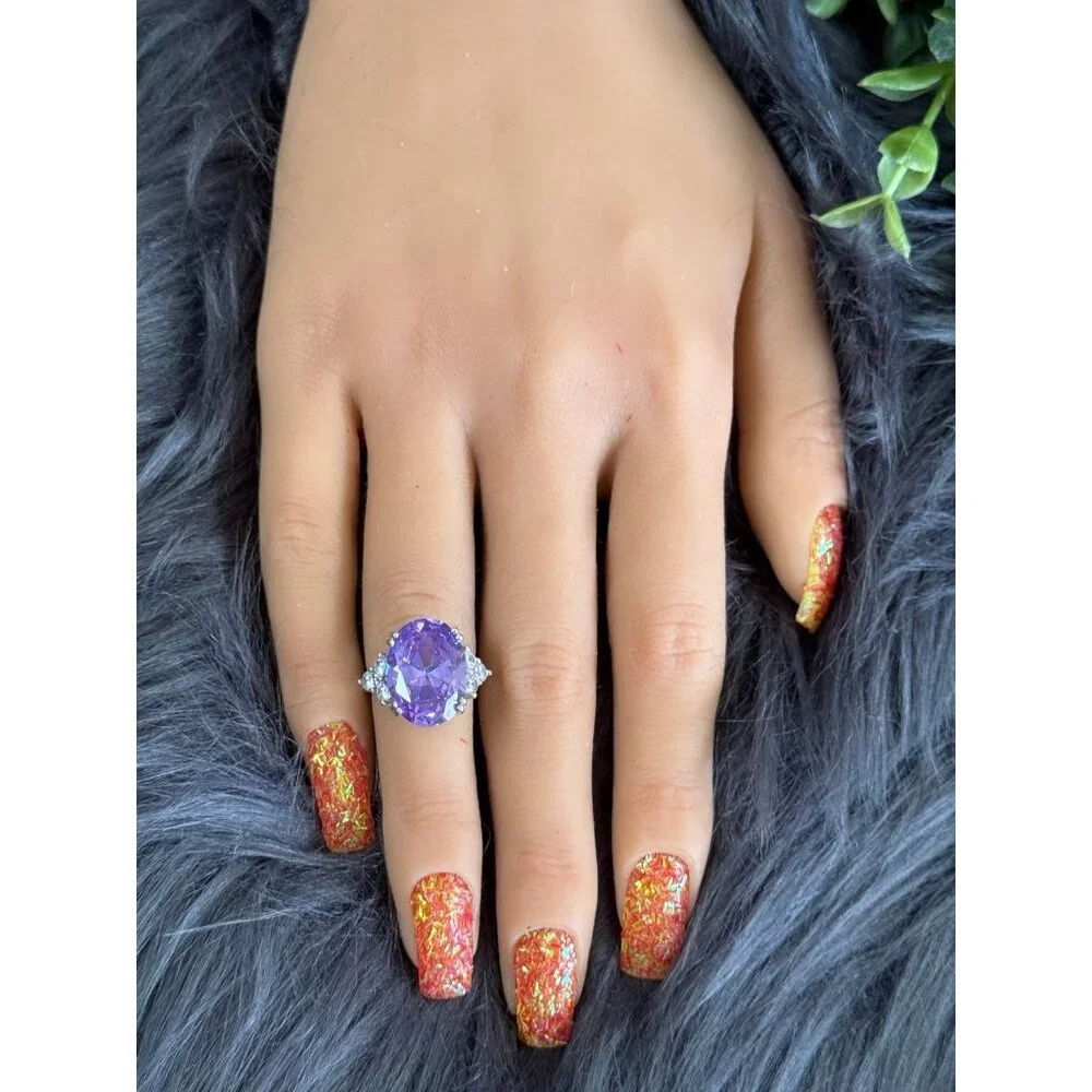 Oval‎ Shaped Amethyst Silver 925 Ring